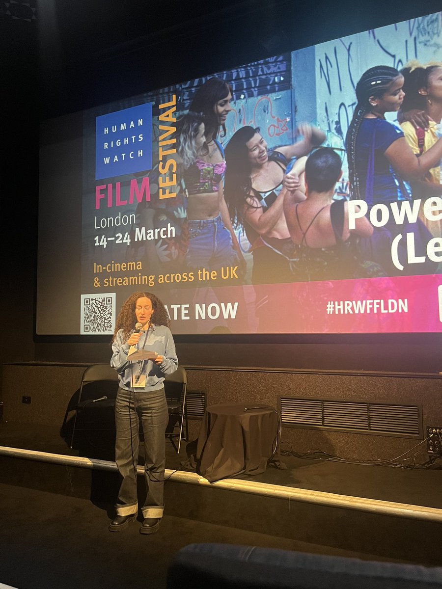 Frances Underhill, senior manager at #HRWFF, introduces this evening’s presentation of POWER ALLEY (LEVANTE).