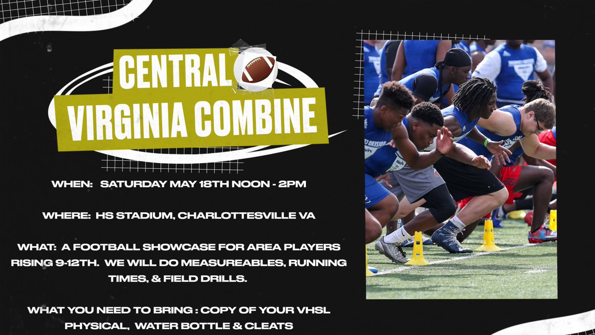 M_Hicks_MHS's tweet photo. Saturday May 18th Noon-2pm @MonticelloHigh   The inaugural Central Valley Football Combine. Area Coaches working together to provide a meaningful opportunity for HS players. 

All college coaches are welcome to attend. DM me if interested. https://t.co/j6lQs9EjMz