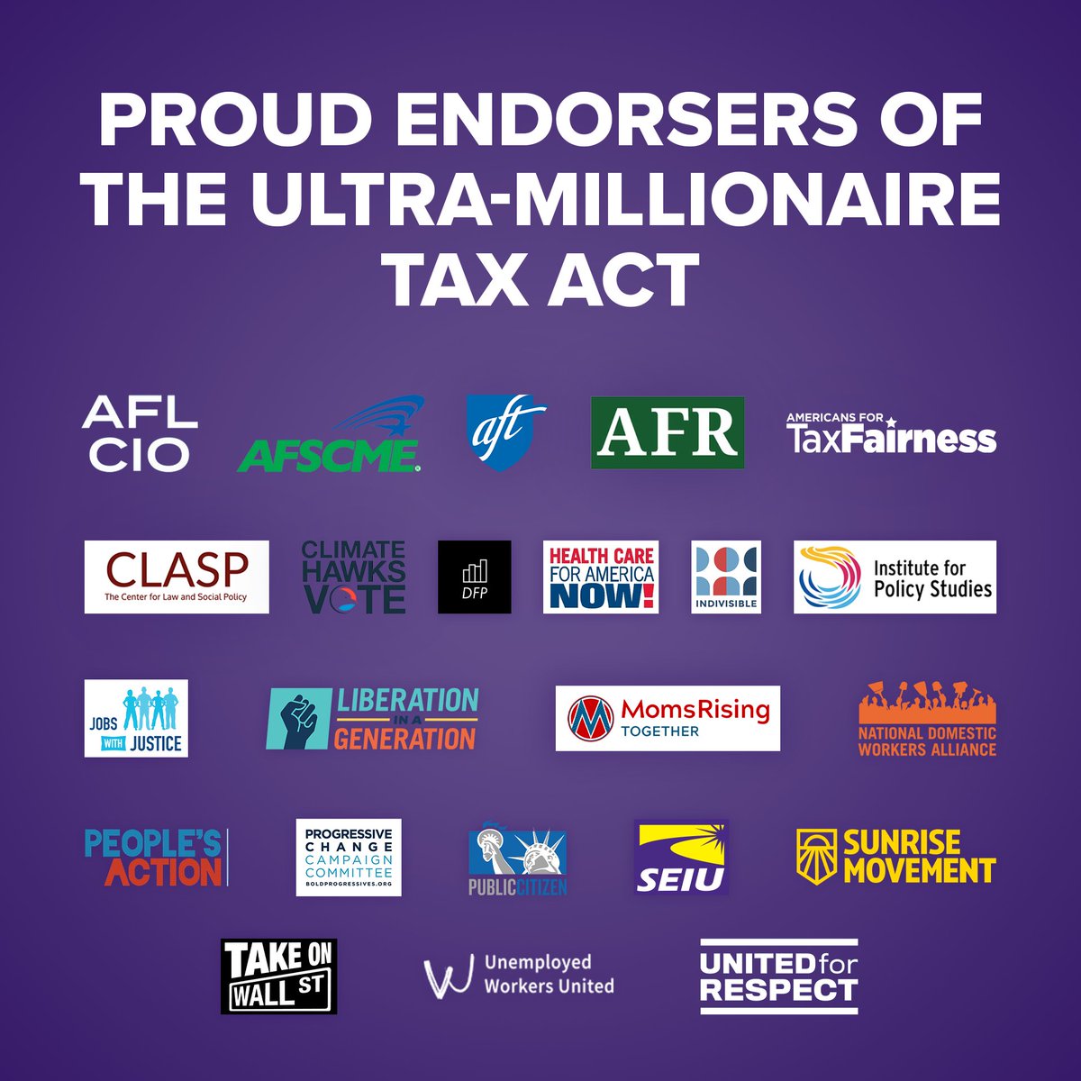 We’re one of many proud endorsers of the Ultra-Millionaires Act who think it’s high time the wealthiest 100,000 households pitch in more to make our country great. Thank you @SenWarren, @RepJayapal and @CongBoyle for this monumental legislation!