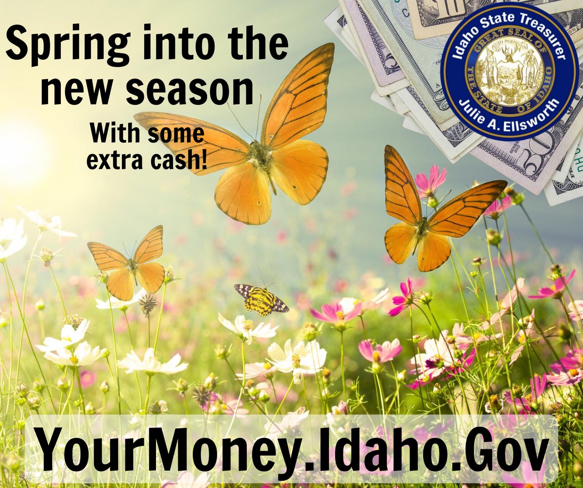 🌷Ready to SPRING into action? 
Check now to see if you have any unclaimed property!
YourMoney.Idaho.gov

#unclaimedproperty
#idaho
#idahostatetreasurer