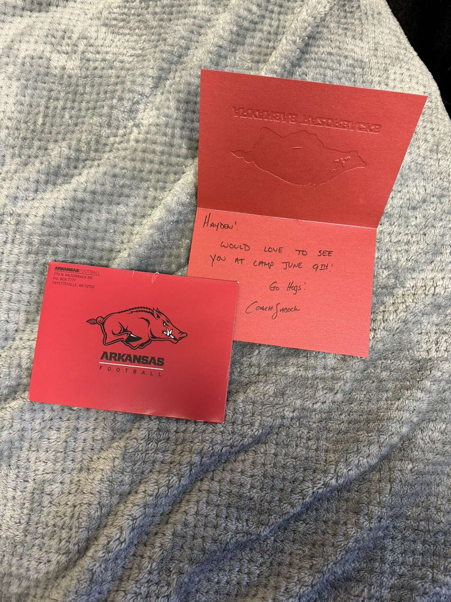 Hayden Craig (@craighayden05) on Twitter photo Thank you for the letter and camp invite <a href="/RazorbackFB/">Arkansas Razorback Football</a> <a href="/DSabock/">Coach Dan Sabock</a> <a href="/CoachSFountain/">Scott Fountain</a> <a href="/Coach_Dugs/">Matt Dugan</a> <a href="/Bridgton_Ftbl/">Bridgton Academy Football</a> Thank you for the letter and camp invite <a href="/RazorbackFB/">Arkansas Razorback Football</a> <a href="/DSabock/">Coach Dan Sabock</a> <a href="/CoachSFountain/">Scott Fountain</a> <a href="/Coach_Dugs/">Matt Dugan</a> <a href="/Bridgton_Ftbl/">Bridgton Academy Football</a>