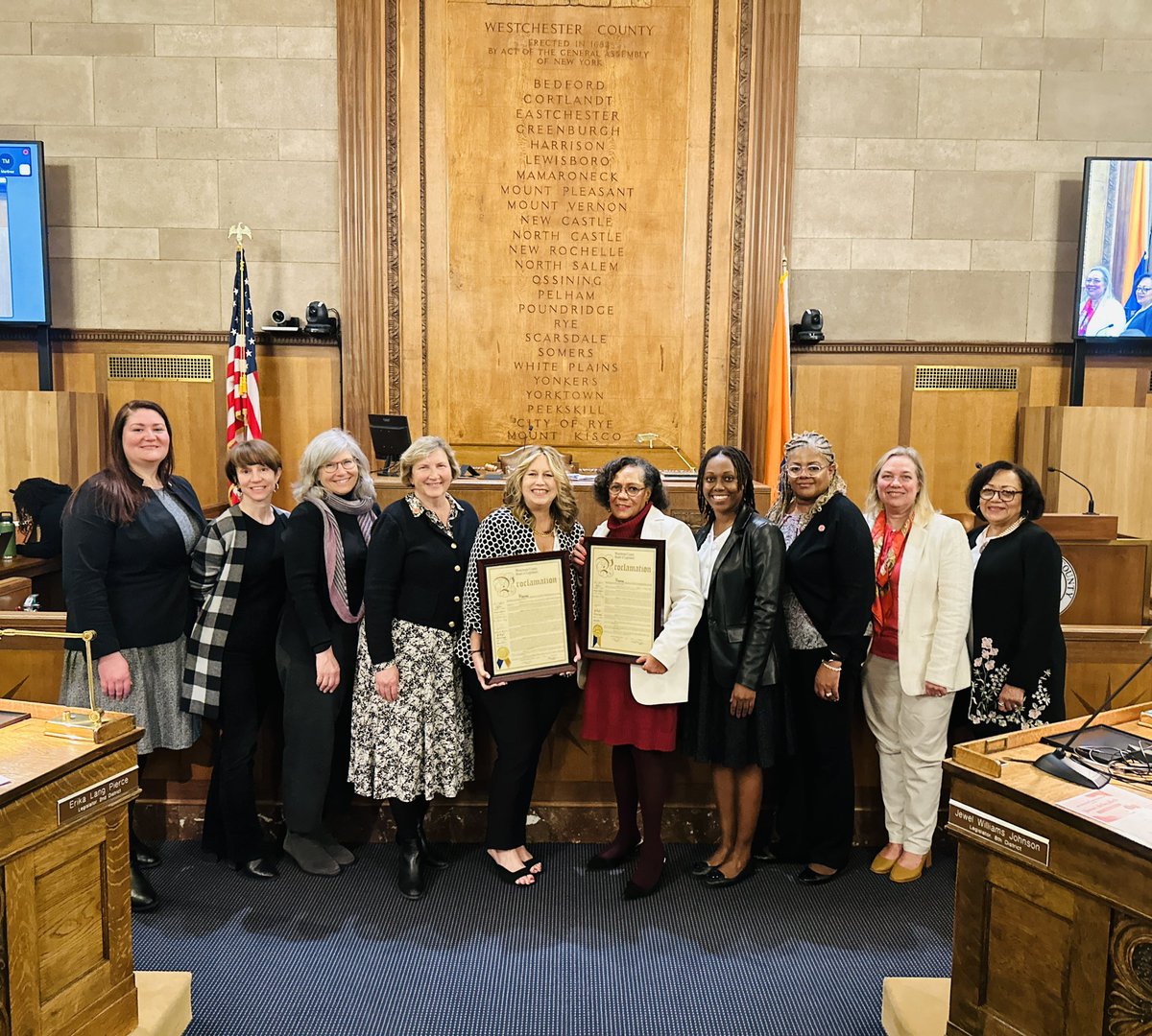 ShanaeVWilliams's tweet photo. In honor of Women’s History Month, we recognized two spectacular women at the Board of Legislators yesterday.

Congratulations Dr. Suzanne D. Phillips and Elizabeth Rotfeld and thank you for the work you do!
#womenshistorymonth #westchestercounty https://t.co/tmGXsSOuct