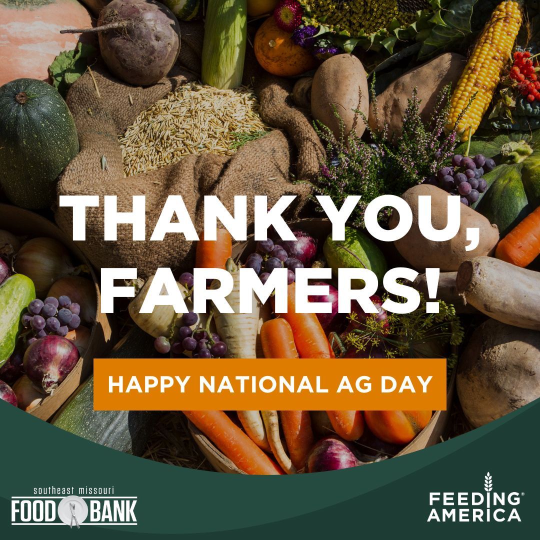 Today is National Ag Day! 🧡 🚜🌱  

Farmers and other food producers are essential partners in the movement to end hunger. We need a strong #FarmBill for farmers and people facing hunger! 

#FarmersFeedingAmericaAct #AgDay24  #ThankYouFarmers!