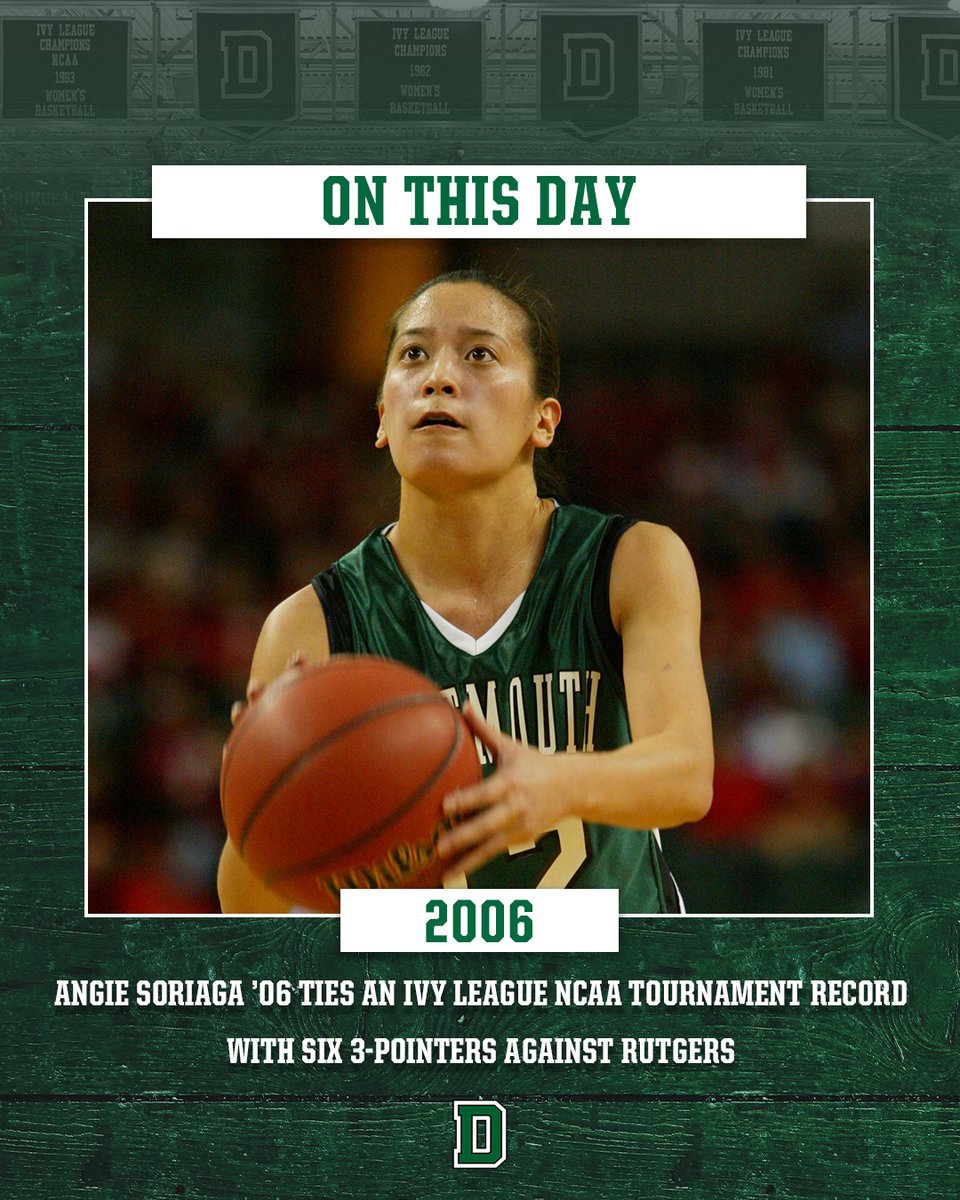 𝗢𝗻 𝗧𝗵𝗶𝘀 𝗗𝗮𝘆 in 2006, Angie Soriaga drained six 3-pointers against Rutgers to tie the @ivyleague NCAA Tournament record! #TheWoods🌲 | #WIN