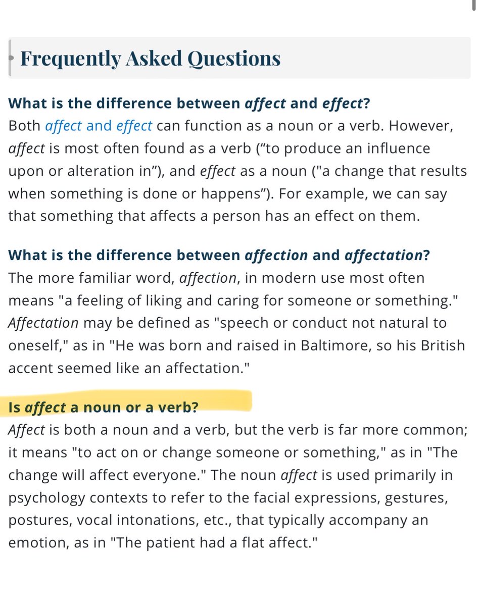 t3dga's tweet photo. Sorry for connections spoilers but
I’m begging @nytimes puzzle editors to understand the meaning of AFFECT as a noun. According to Merriam Webster, as a noun AFFECT is a psychology term referring to physical manifestations of an emotion.
Not a pretense.

https://t.co/owAxtCMHz8 https://t.co/CIOCDC422z