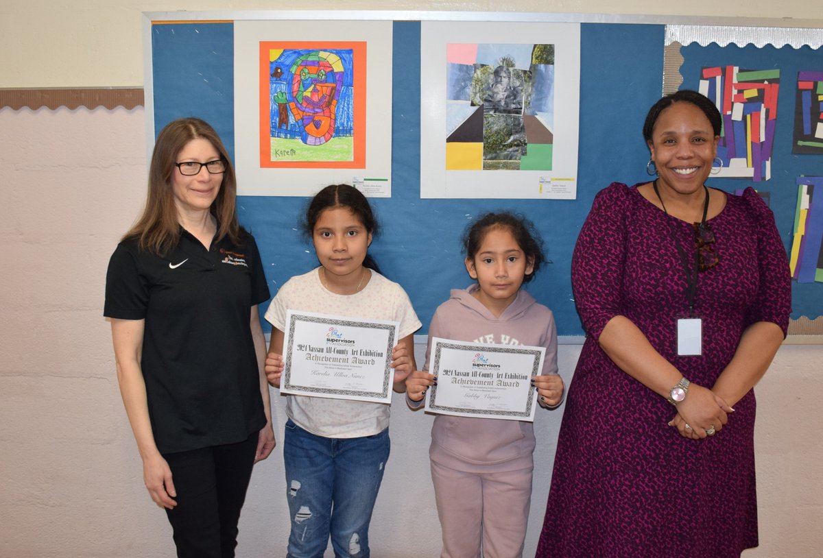 Congrats to Gabby Vaquiz, Karelia Ulloa Núñez, and their teacher, Mrs. Shinners, on their incredible achievement! Gabby and Karelia's artistic work was showcased in this year's ASA ALL-County Art Exhibition, making Cornwell Elementary proud. Well done! #WHeRaRTS @CornwellAveES