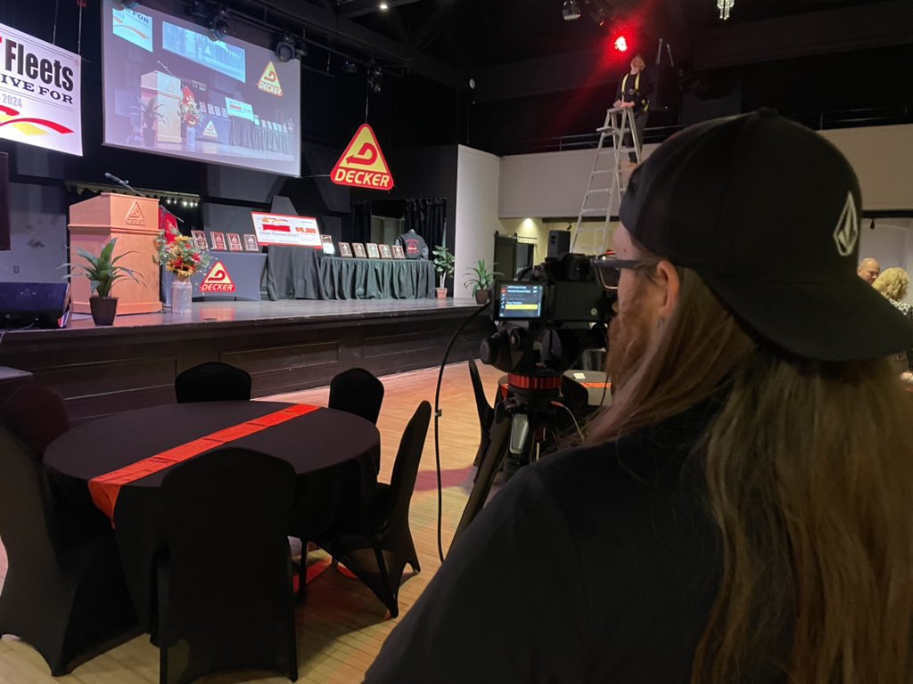 fine_focus's tweet photo. Our talented production team is getting ready to showcase the @DeckerTruckLine Driver of the Year awards ceremony in Fort Dodge. We’ll be capturing the moments via livestream tonight at 7:00 on the Decker Truck Line Facebook page. We LOVE being part of this special night!!! https://t.co/dmS4IzPGbg
