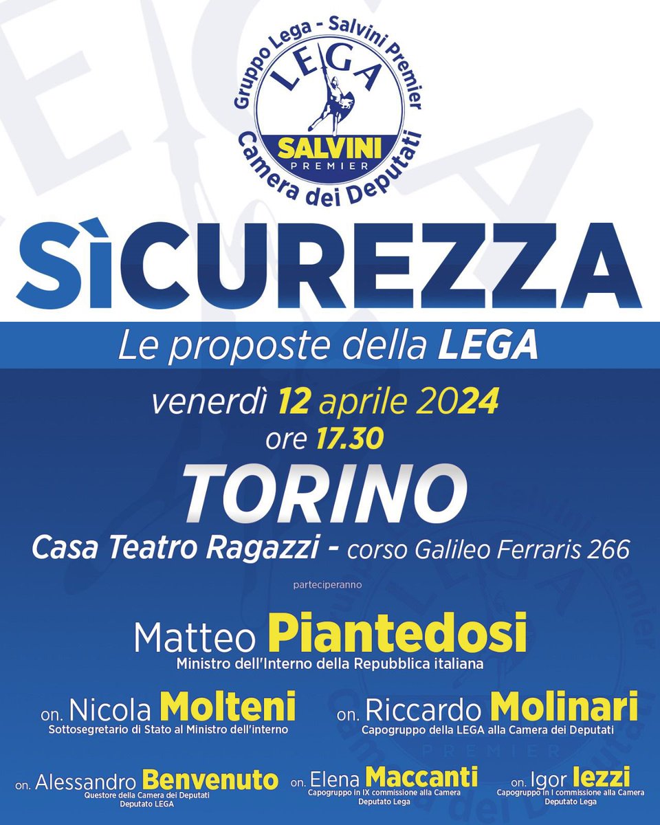 Vi aspettiamo tutti a #Torino per parlare di #Autonomia e #Sicurezza. 
TUTTI PRESENTI!!
