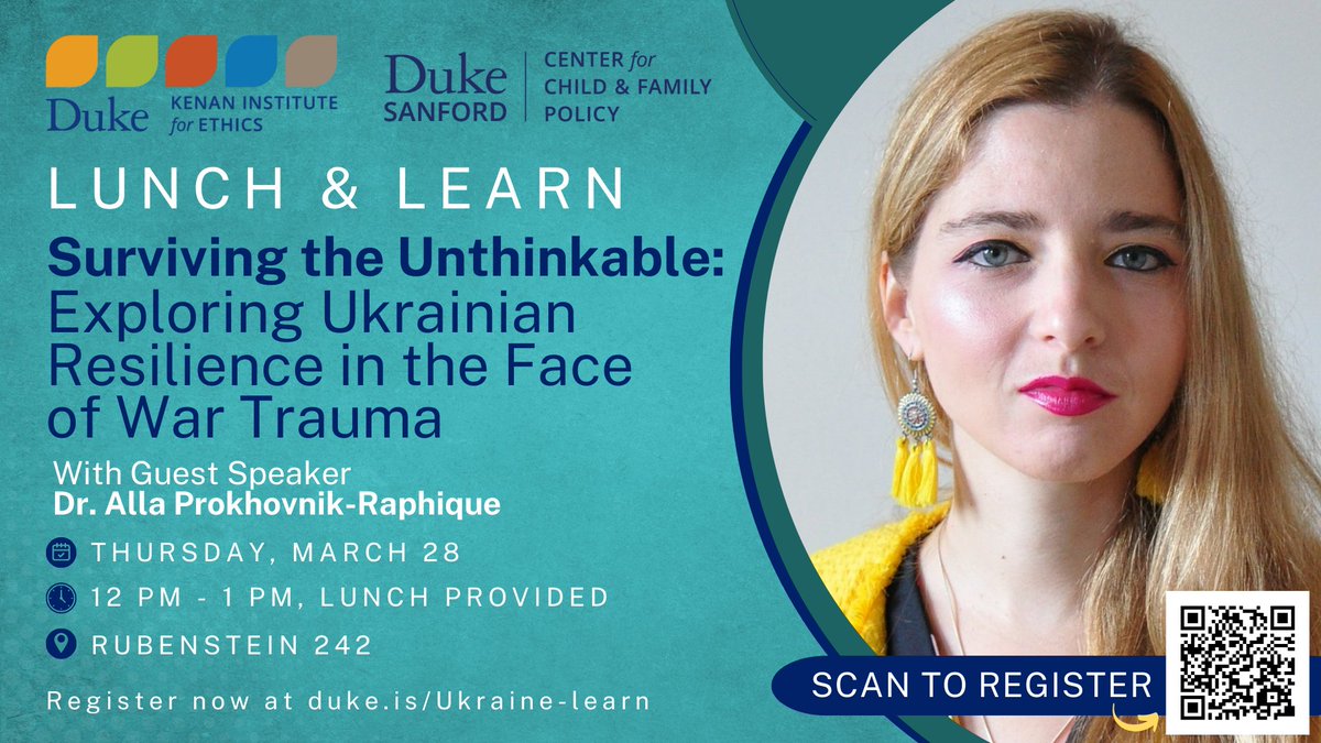 duke_gmh's tweet photo. 📣On March 28, Center faculty @ATSkinner1 in partnership with Dr. Alla Prokhovnik-Raphique and @KenanEthics will discuss Ukrainian resilience and coping in the time of war and trauma. Register here https://t.co/WSjECbEODf to learn how supporters can aid in the recovery process. https://t.co/TyuPwNpk2e