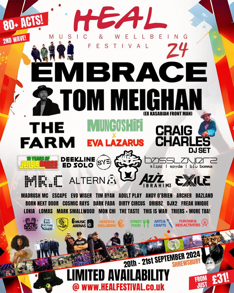 HEAL 2024 🔥

We will be playing Heal- Music and Wellbeing Festival in September.

Tickets HERE 🎫 👉 healfestival.co.uk

#TheFarm #HealFestival #Shrewsbury