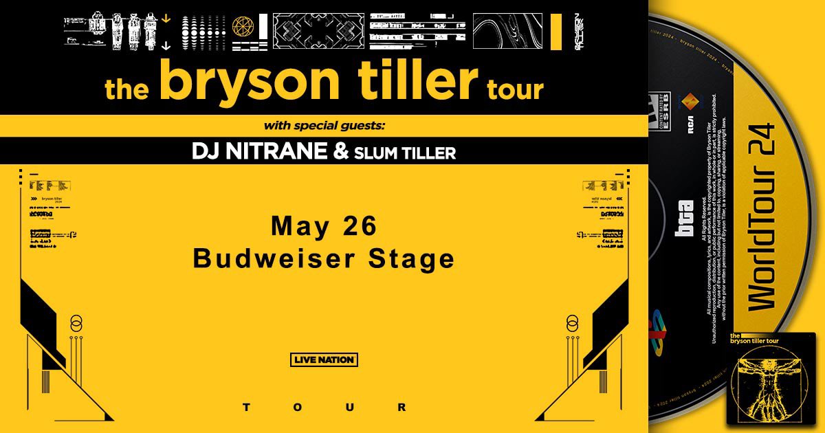 JUST ANNOUNCED 
the @brysontiller tour 
W/ @_DjNitrane on May 26th @budweiserstage 

You can beat the box office and secure a PAIR of tix before they go on sale this Friday!

Giving away a PAIR between 4:30pm and 4:50pm on @FLOW987FM 🎟️🎟️

Flow987.com