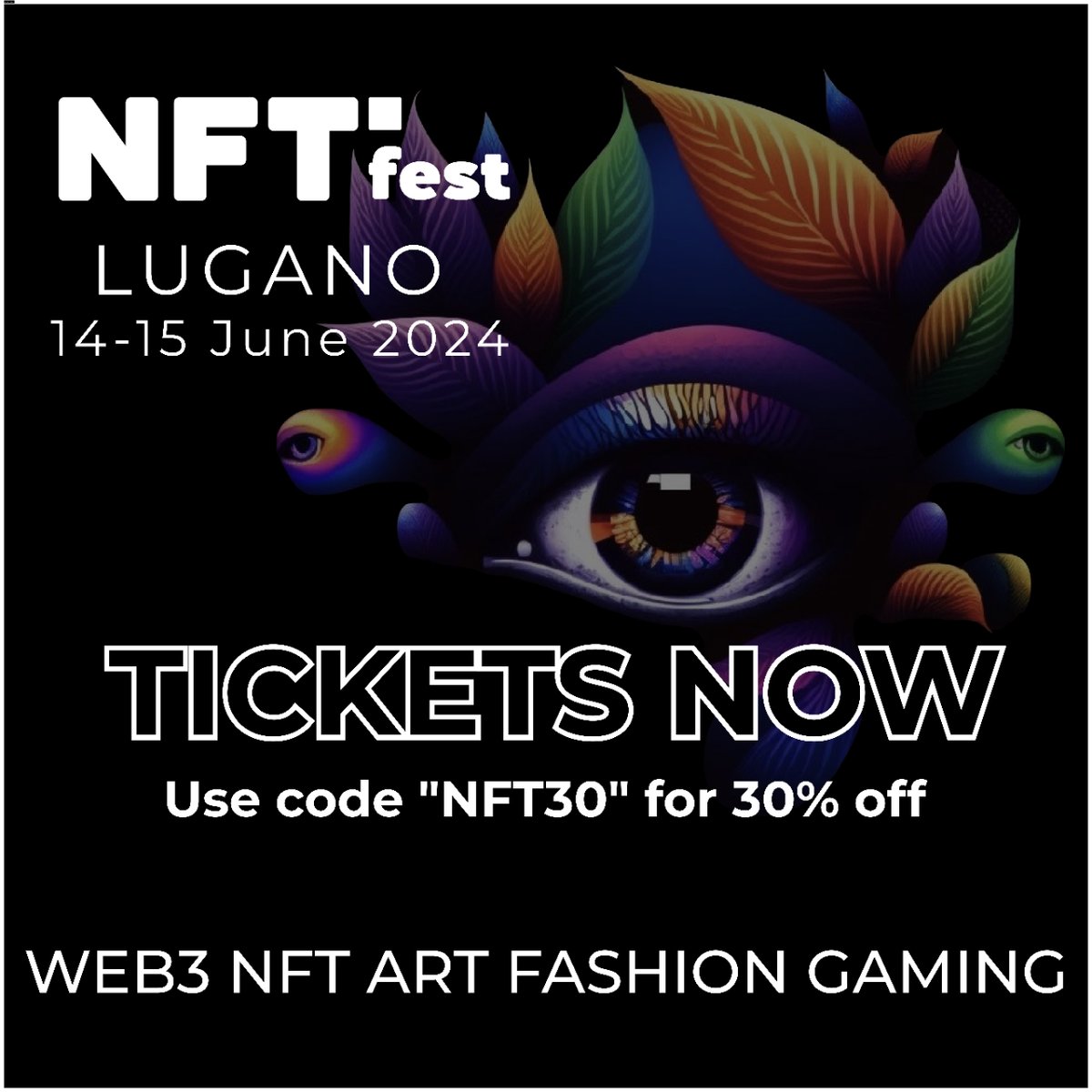 GM GM! 🎉 Grab your tickets now! 💥 Dive into immersive art installations, listen to inspiring international speakers, and engage in high-level networking. Use code 'NFT30' for an exclusive 30% off until April 30th 🎟️ . #luganoNFTfest #art #fashion #gaming nft-fest-2024.eventbrite.ch