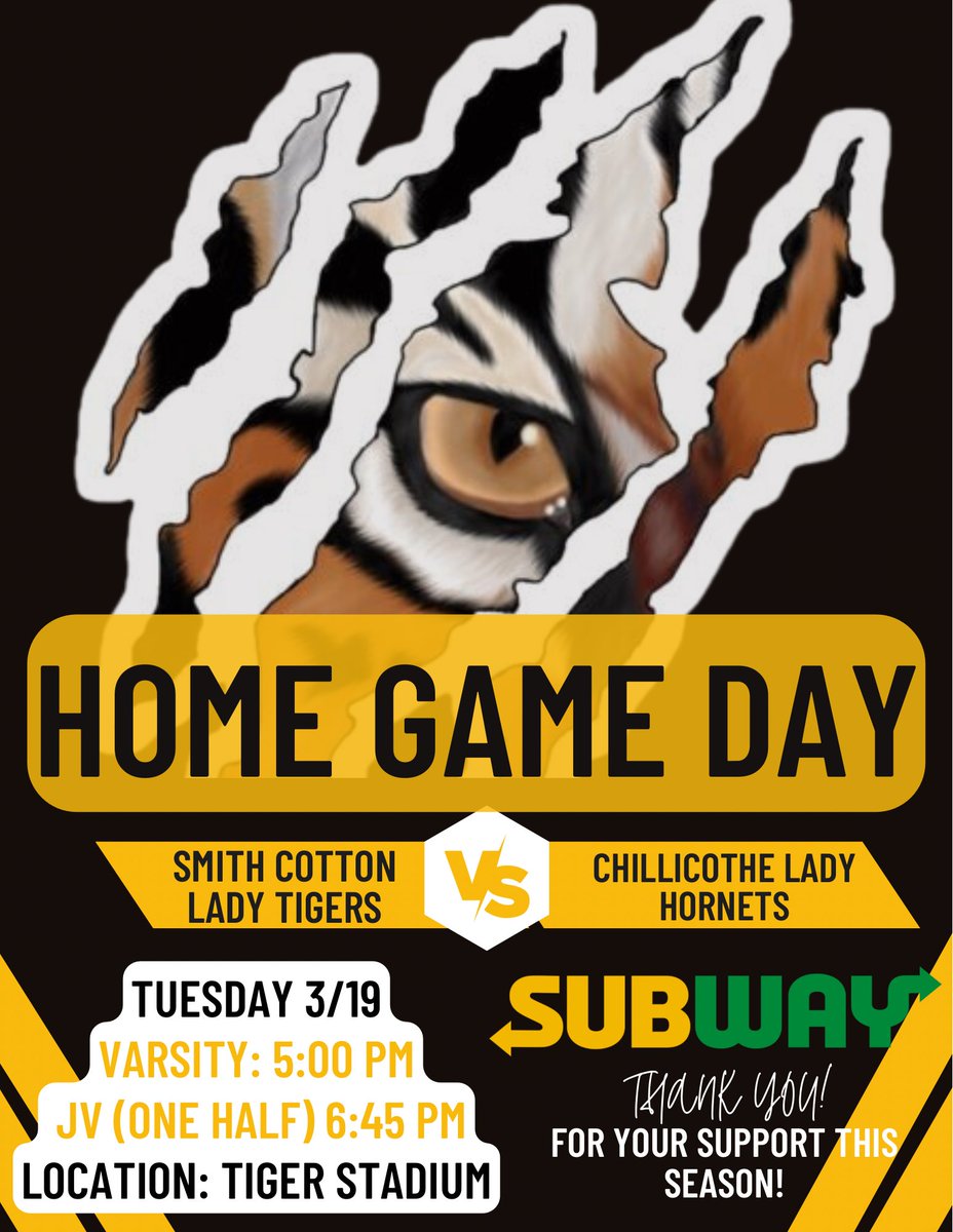 ⚽️GAME DAY⚽️ 

🏟️ HOME OPENER!

🆚Chillicothe
⏰ Varsity 5 PM / JV (one half) 6:45 PM
📍 Tiger Stadium, Sedalia, MO
.
.
.
#GUTS #Family #SCTough #ChampionshipEnergy #CompeteEveryDay #TigerPride