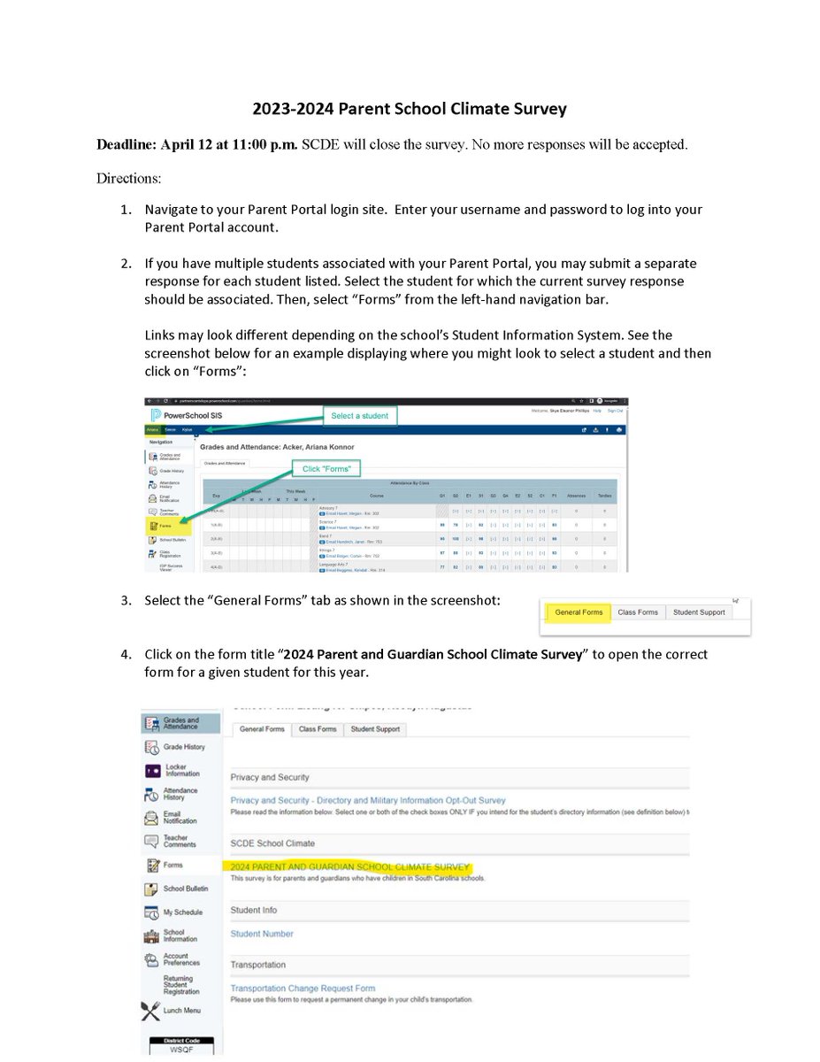Please take the opportunity to complete the Parent Climate survey through the South Carolina Department of Education (SCDE). K-12 parents can take the survey through April 12th at 11:00 p.m. in Ecollect in the PowerSchool Parent Portal. #TeamDDTwo
ddtwo.powerschool.com/public/home.ht…