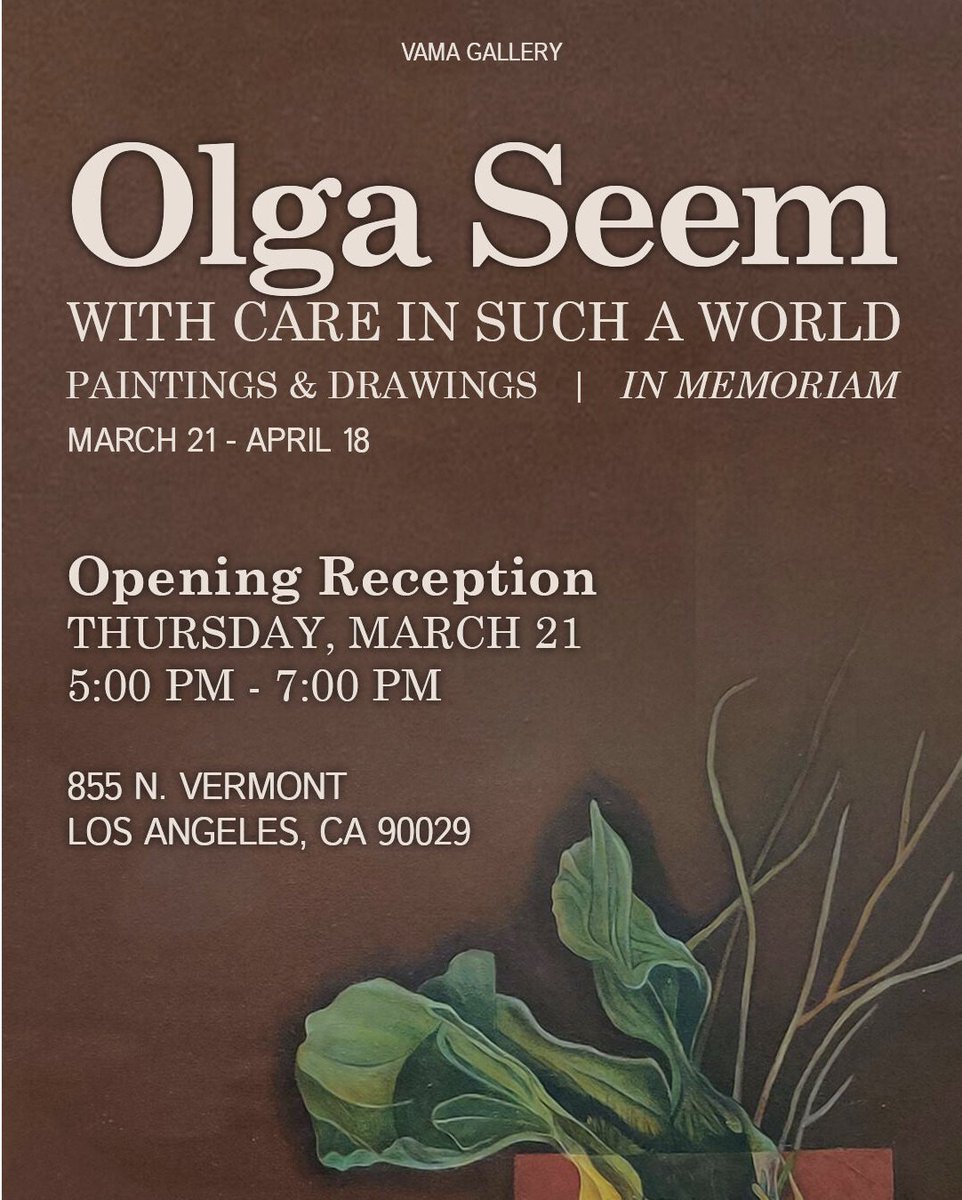 Join @LACityCollege Visual & Media Arts Department on March 21 from 5-7pm for the unveiling of 'With Care in Such a World,' a solo exhibition honoring the late Olga Seem. Her exquisite works remind us of nature's fragile yet enduring beauty. vamagallery.com