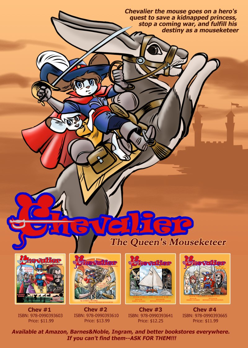 @lisamariehaden @Poetryman551 'CHEVALIER:  the Queen's Mouseketeer' by Darryl Hughes and Monique MacNaughton. A  four book fantasy adventure series for kids. Ages: 4+ 55% discount  and returns accepted. Dist: Ingram
#bookshopsoftheworld #bookstoresoftheworld
mybook.to/6eOS