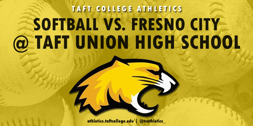 🚨 HEADS UP! 🚨 Today's @TaftCollegeEdu Softball game vs. @FCC_Softball will be played at Taft Union High School. The field is located next to the parking lot at the corner of San Emidio Street and N. 10th Street. Go Cougars! 💛🖤🥎 @Midwaydriller @cvc_sports @FCCathletics