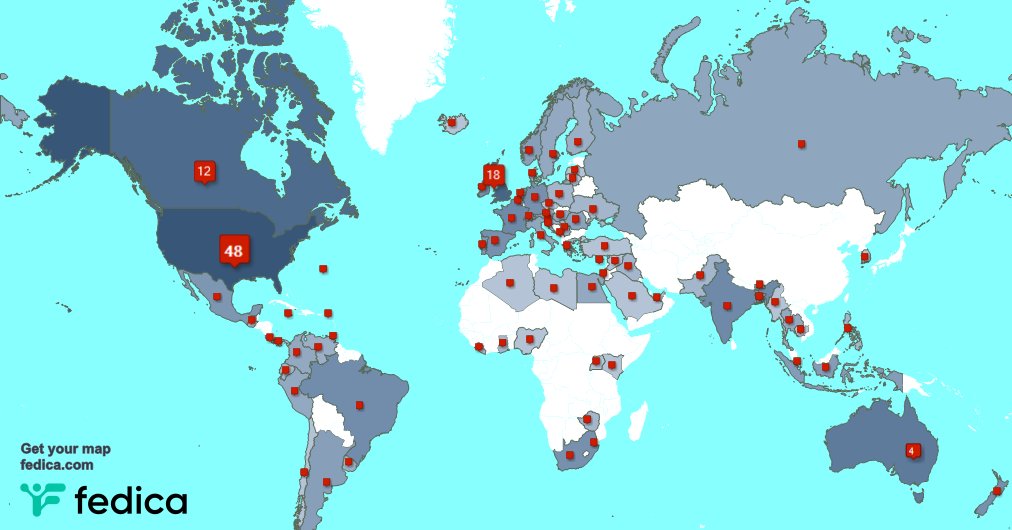 I have 12 new followers from Egypt 🇪🇬, and more last week. See fedica.com/!SkyCladTherapy