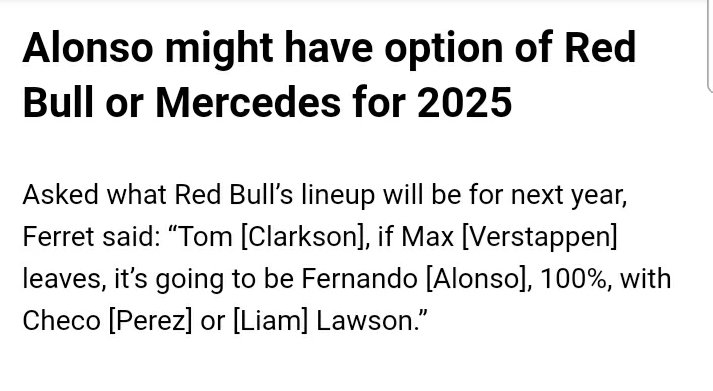 🔴 Según el periodista 🇫🇷 Frédéric Ferret, al que entrevistaron en el podcast #F1Nation, en caso de que Max Verstappen decida dejar Red Bull a final de temporada 'el candidato 100% seguro a heredar el asiento de Max en el equipo de las bebidas energéticas sería FERNANDO ALONSO'.