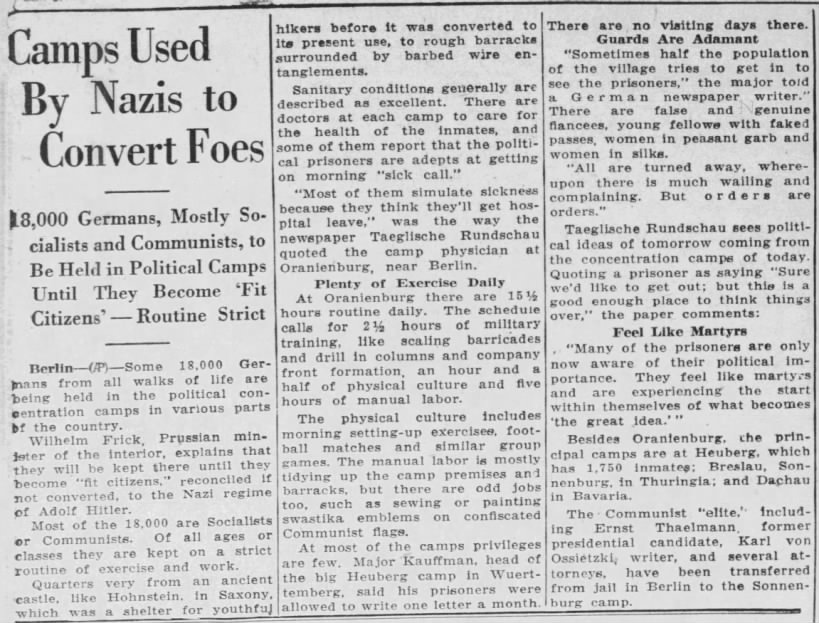 This Week in 1933 The Nazis opened their first concentration camp, Dachau. The very first Nazi prisoners were the opposition party leaders that stood in the way of establishing a dictatorship. #Project1933 #Project2025