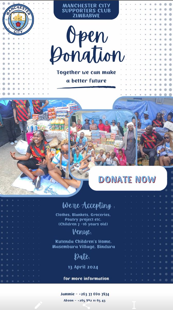 CityZimbabwe's tweet image. The most treasured and sacred moments of our lives are those filled with the spirit of Love🩵

7th Charity Visit for @ManCity Supporters Club Zimbabwe.
Venue: Kutenda Children’s Home, Bindura
Donations: Grocery, Stationery, Clothes, Poultry project &amp;amp; more
Children: 21 (7to16 yrs)