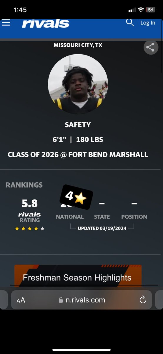 Blessed to be a 4 star @Rivals @MarshallBuffs