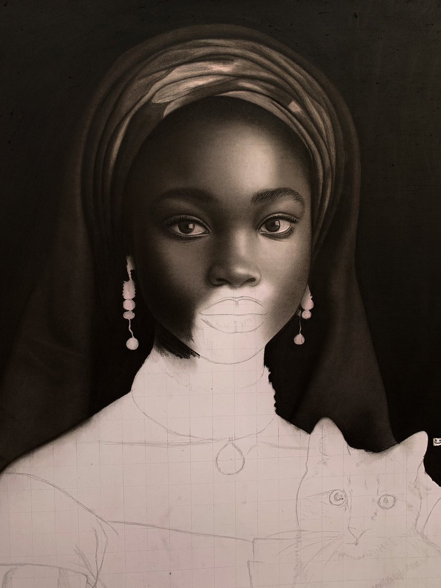 Work in progress. 
Inspired by a renaissance painting titled “lady with cat”.
<a href="/artmonnk/">Creatives Support</a> <a href="/NPGLondon/">National Portrait Gallery</a> <a href="/artigraphers/">Artigraphers</a> <a href="/retroafrica/">Retro Africa</a> <a href="/AfricaArtLondon/">African Art London</a> #contemporaryart
<a href="/umoru_franklin/">Franklin Umoru Art 🇳🇬</a> <a href="/NaijaArt/">Naija_art</a> <a href="/naijaartisthub/">nigeriaartisthub</a>