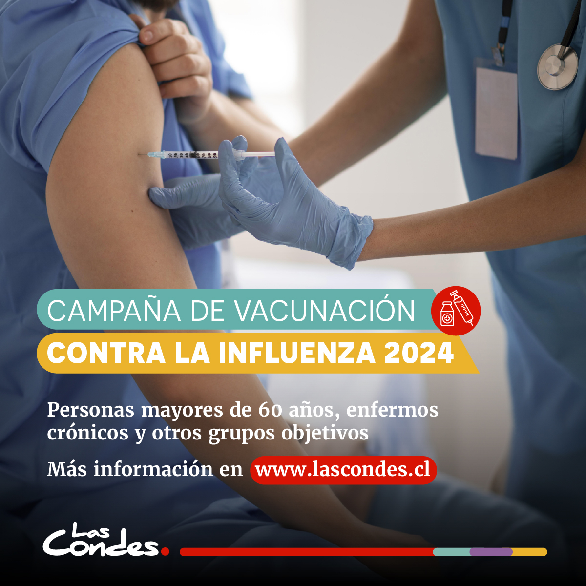 Comenzamos la Campaña de Vacunación contra la Influenza 2024 💉 dirigida a personas mayores de 60 años, enfermos crónicos y otros grupos objetivos 🫶

✅ Conoce todos los detalles en lascondes.cl