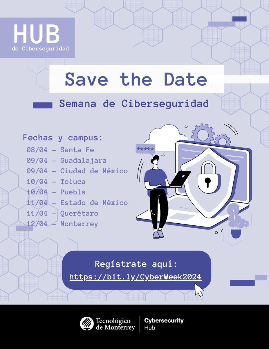 SAVE THE DATE | Semana de ciberseguridad. Regístrate: bit.ly/CyberWeek2024 #YoIngenio 🦾💙🧠