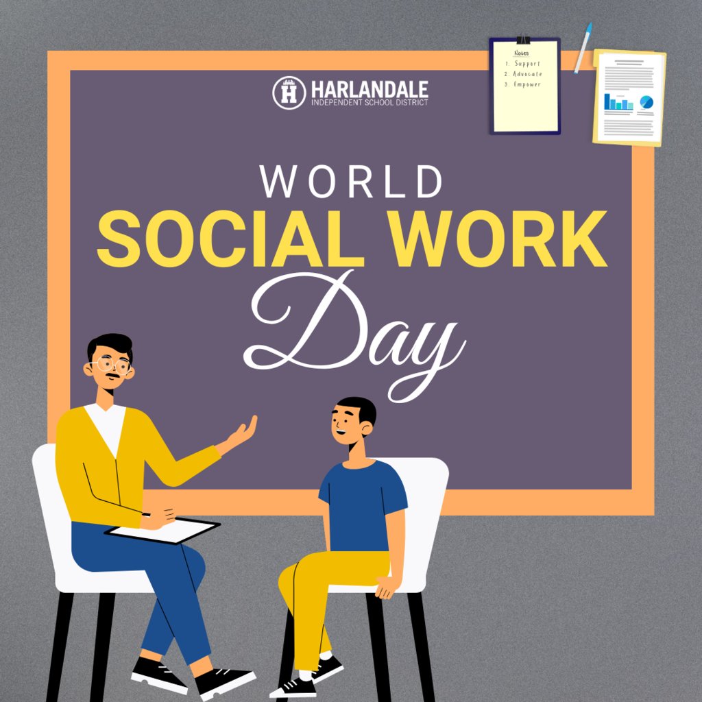 It's World Social Work Day! Join us in thanking our incredible Harlandale ISD Social Workers for the vital role they play in supporting the well-being of our students. Their dedication to student success goes above and beyond the classroom. We appreciate all you do!