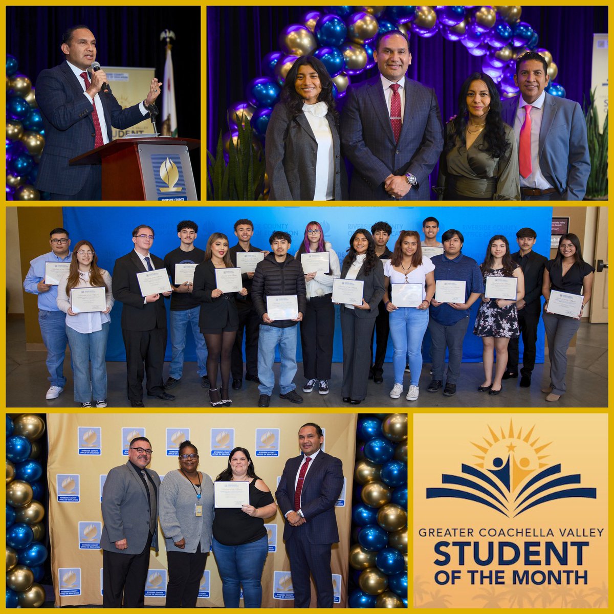 Wonderful morning at Fantasy Springs Events Center in Indio to celebrate 21 Greater Coachella Valley Students of the Month. High school students from @PSUSD, @DesertSandsUSD, @CVUnified, and RCOE programs were honored at a breakfast awards ceremony in their honor.