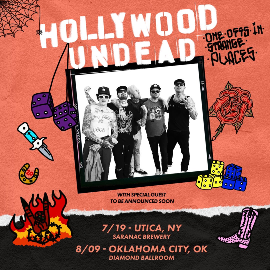 🚨 TWO NEW HEADLINE SHOWS ADDED July 19 Utica, NY @ SARANAC BREWERY August 9 Oklahoma City, OK @ DIAMOND BALLROOM VIP on-sale Tuesday 2pm eastern / 1p central Artist Presale Wednesday 12p local 🔥 use code UNDEAD for early access 🔥 🎫 hollywoodundead.com