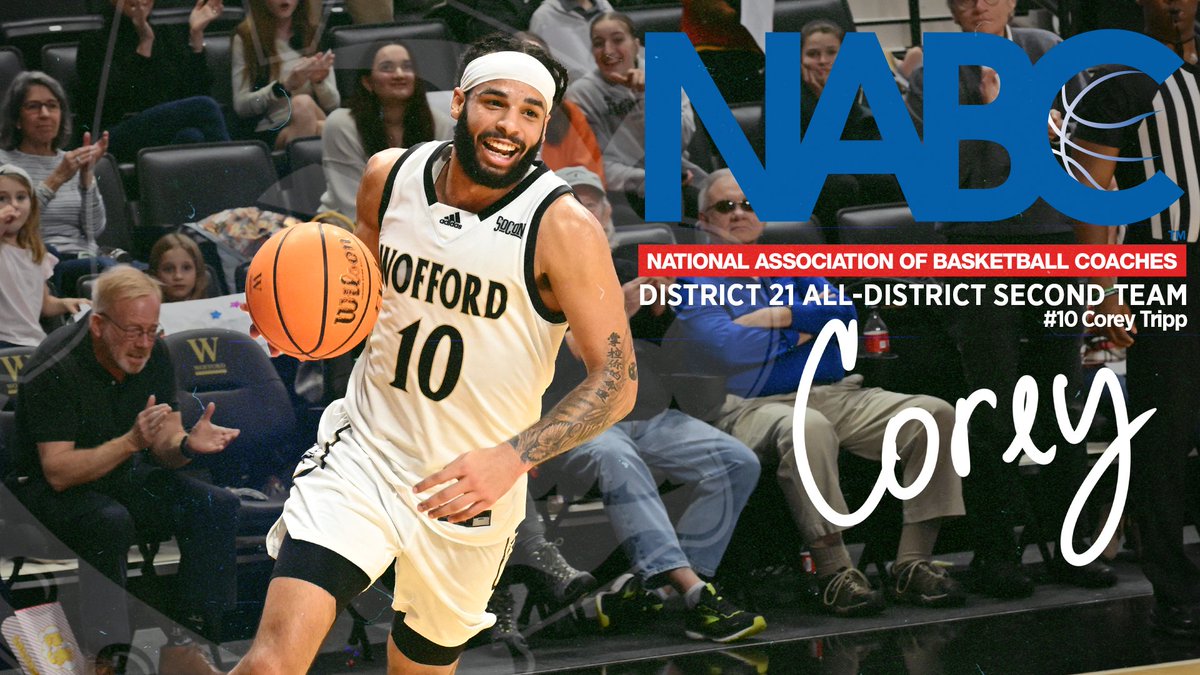 Wofford Men's Basketball (@woffordmbb) on Twitter photo Our man <a href="/CoreyTr1pp/">Corey Tripp</a> raking in the awards!
Congrats on being named to the NABC District 21 All-District Second Team! Our man <a href="/CoreyTr1pp/">Corey Tripp</a> raking in the awards!
Congrats on being named to the NABC District 21 All-District Second Team!