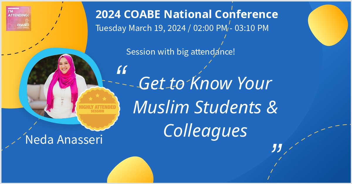 Who will be joining me online? Let's talk about how we can better 'Get to Know Our Muslim Students & Colleagues. #COABE2024