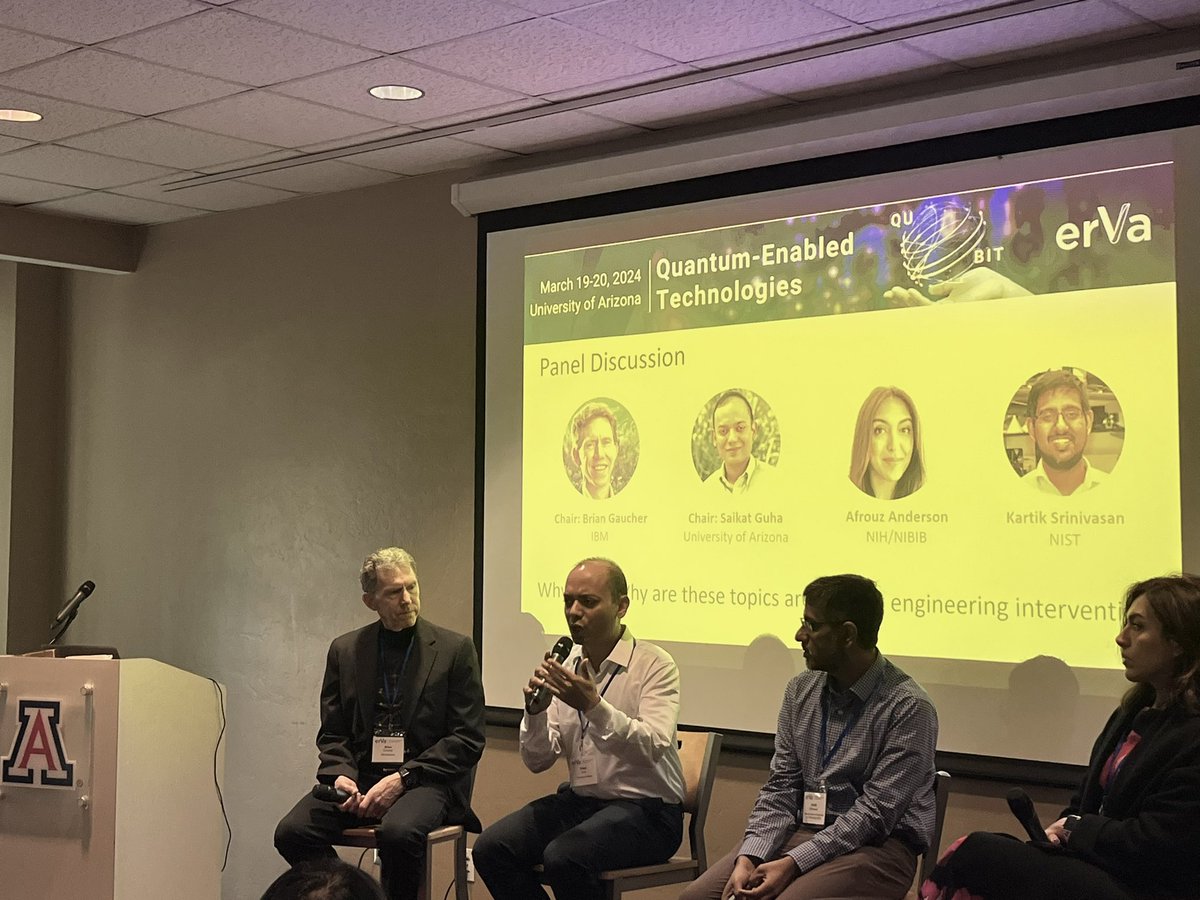 CQN_ERC's tweet photo. @CQN_ERC Faculty talking Quantum Enabled Technologies to be engineered in the next 10, 20 years @NSF @ERVAcommunity @uarizona @UAZOpticalSci @uazresearch #nsffunded #QuantumBiology #QuantumMaterials #QuantumComputing #QuantumAI https://t.co/a20RjM9e9v