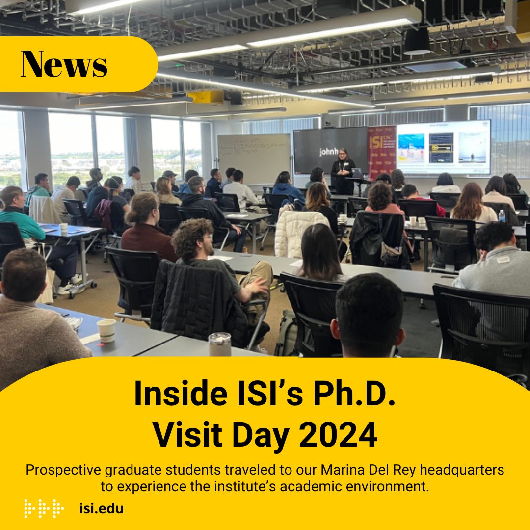On the afternoon of March 1st in Marina del Rey, over 50 prospective students traveled from all over the country to attend ISI's Ph.D. Visit Day. Read the event recap here: bit.ly/3THlq71 @USCViterbi @USC
