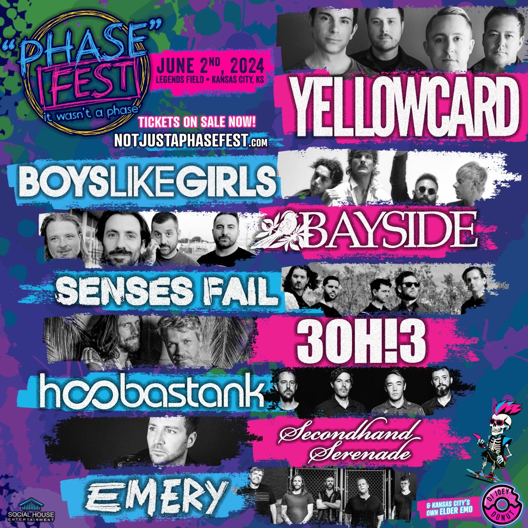 JUST ANNOUNCED: We're headed to Legends Field on June 2nd to play Not Just A 'Phase' Fest : Kansas City! 🎟️ Tickets on sale NOW @ notjustaphasefest.com #notjustaphasefest #notjustaphasefestkc #sensesfail