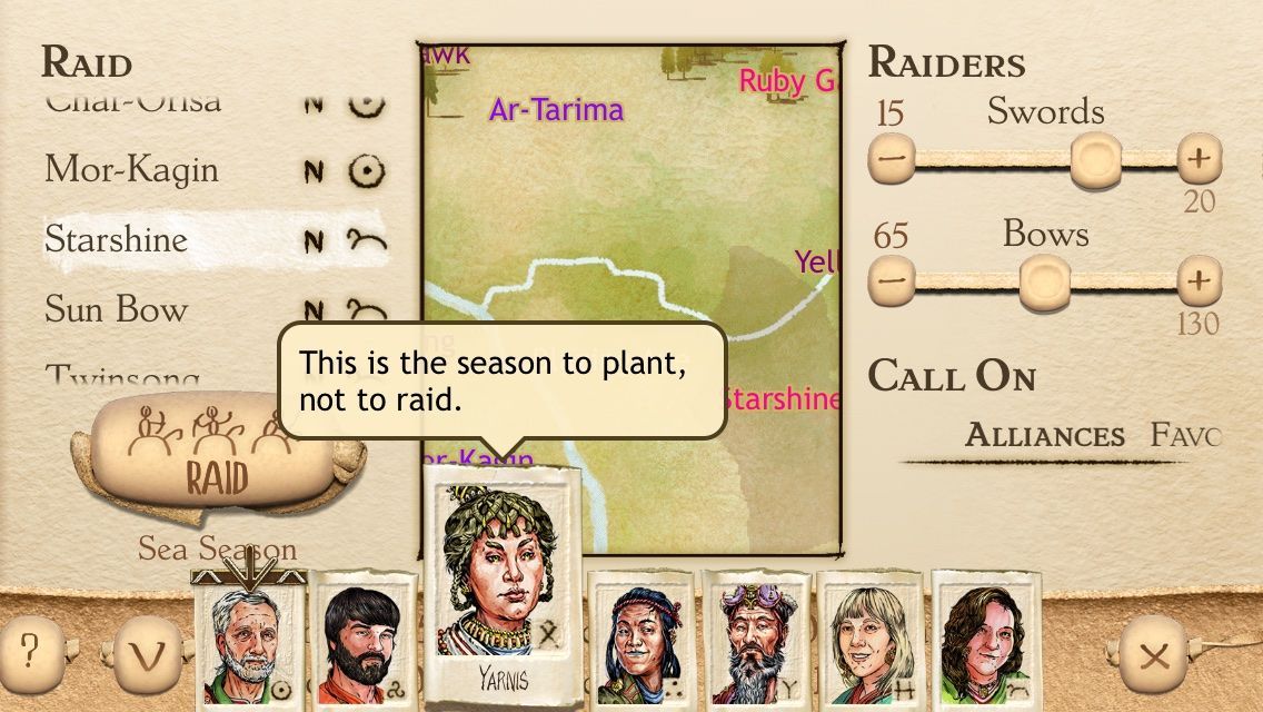 #SixAges tip: Pay attention to the season — the agricultural calendar is important. (On iPhone, show the menu to see the Season button.) Point to (or tap) the Season button for a note on the current season.