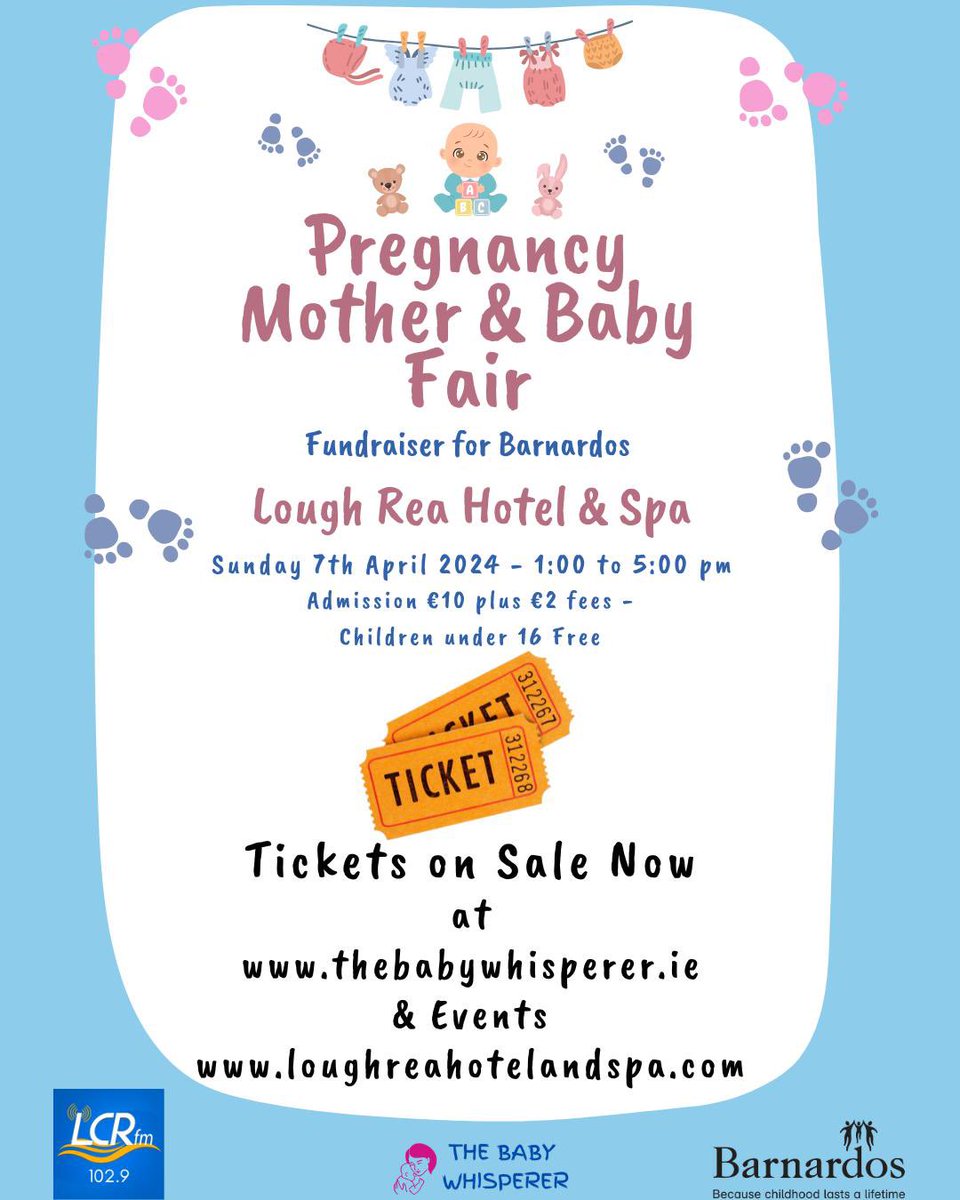 Tickets for this inaugural event in Ireland West are on sale now. 

A Pregnancy, Mother & Baby Fair with a HUGE emphasis on information, education & support. 

Over €2K worth of raffle prizes! 

Book your tickets at thebabywhisperer.ie.