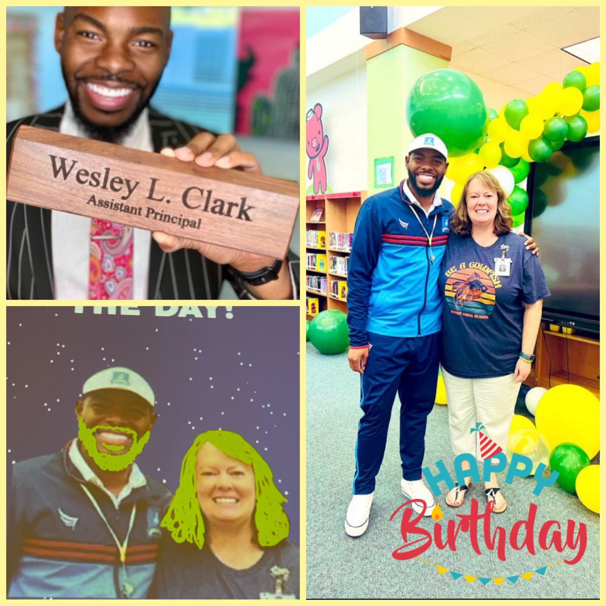 Happy Birthday <a href="/MrWClark/">Wesley Clark</a> ! So grateful to have you as my partner at Apex Elementary! 💛💚🐾