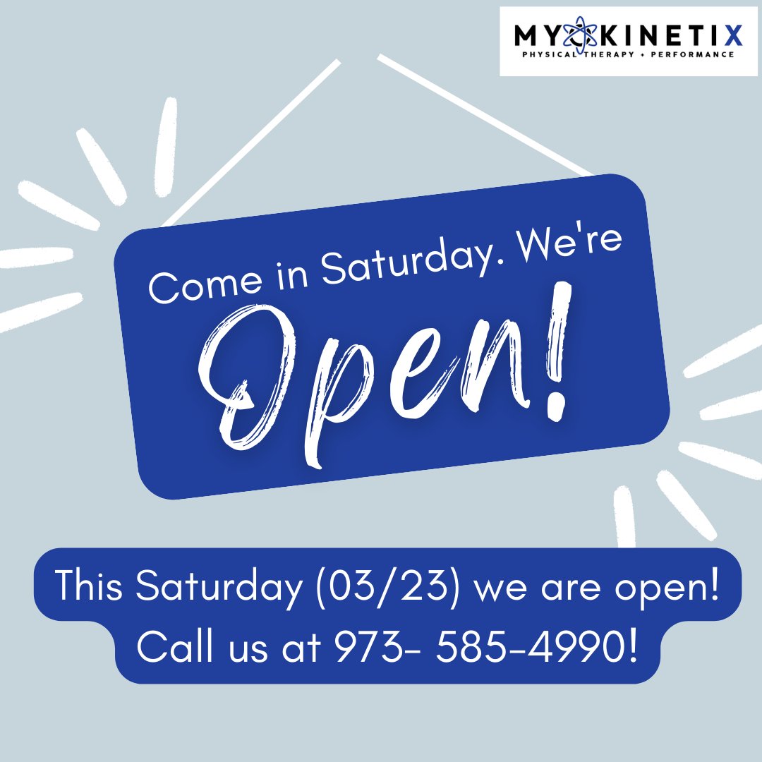 Hurry! Spots are limited! 🫢

We are excited to announce that This Saturday, March 23th, We are opening our doors for everyone. So secure yours by calling now at 973-585-4990. Make this Saturday one to remember! 📞🌟

#myokinetix #myox #saturdayhours