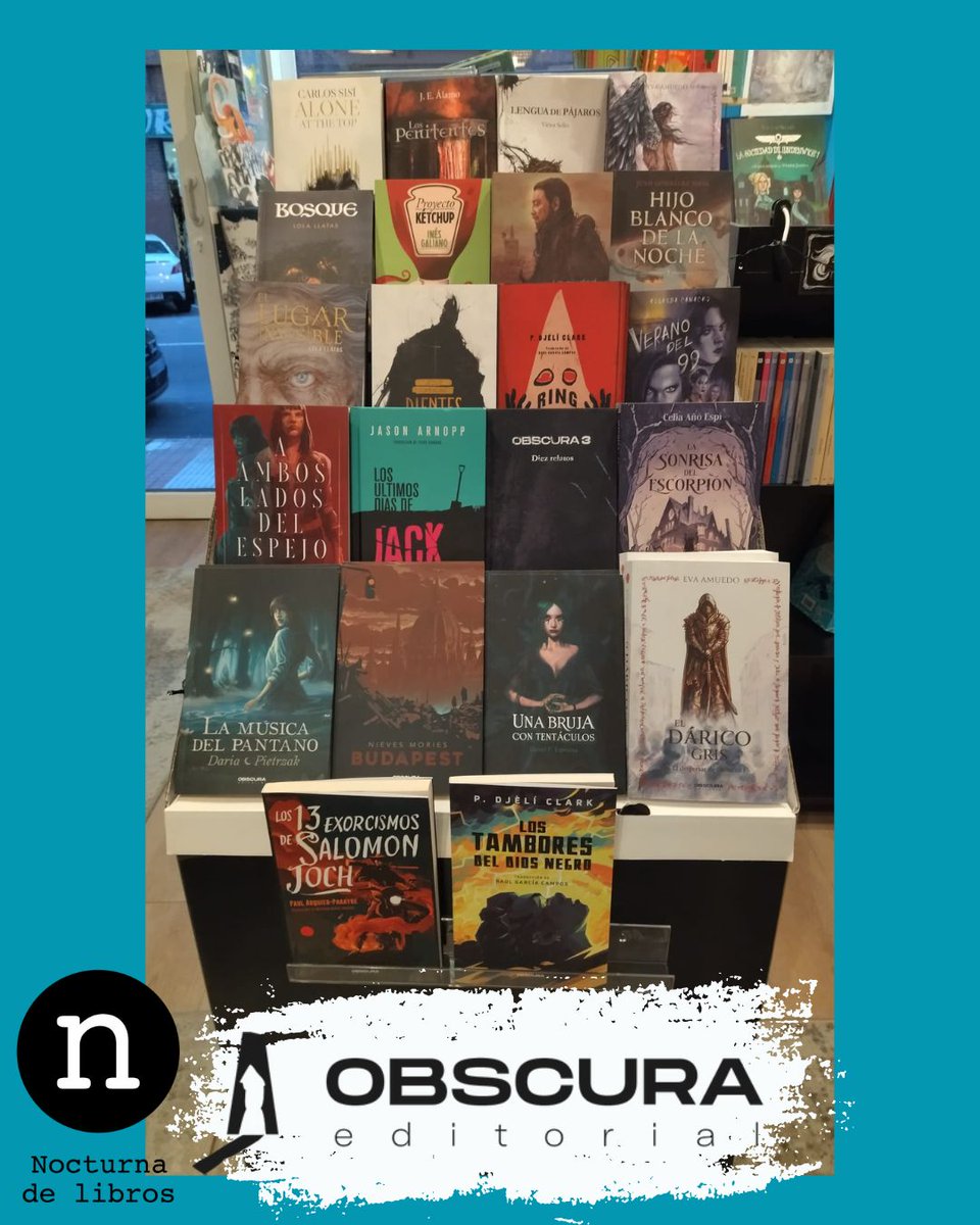 ¡Hemos reforzado la presencia en #NocturnaDeLibros de una editorial que nos gusta mucho, @ObscuraEditori1, que tiene un catálogo excelente de fantasía, fantasía oscura y terror. También tenemos sus libros en nocturnadelibros.es #NocturnaDeLibros #Alcorcón #Librería