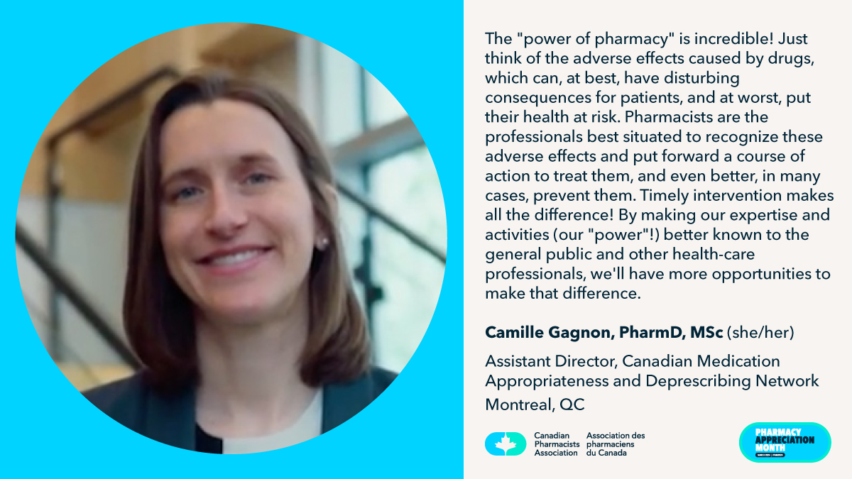 Meet Camille Gagnon! We caught up with Camille during PAM to talk about her role in public health and research, and what the power of pharmacy means to her. 🗨️ ow.ly/qPzG50QWZ2q #PAM2024 @DeprescribeNet