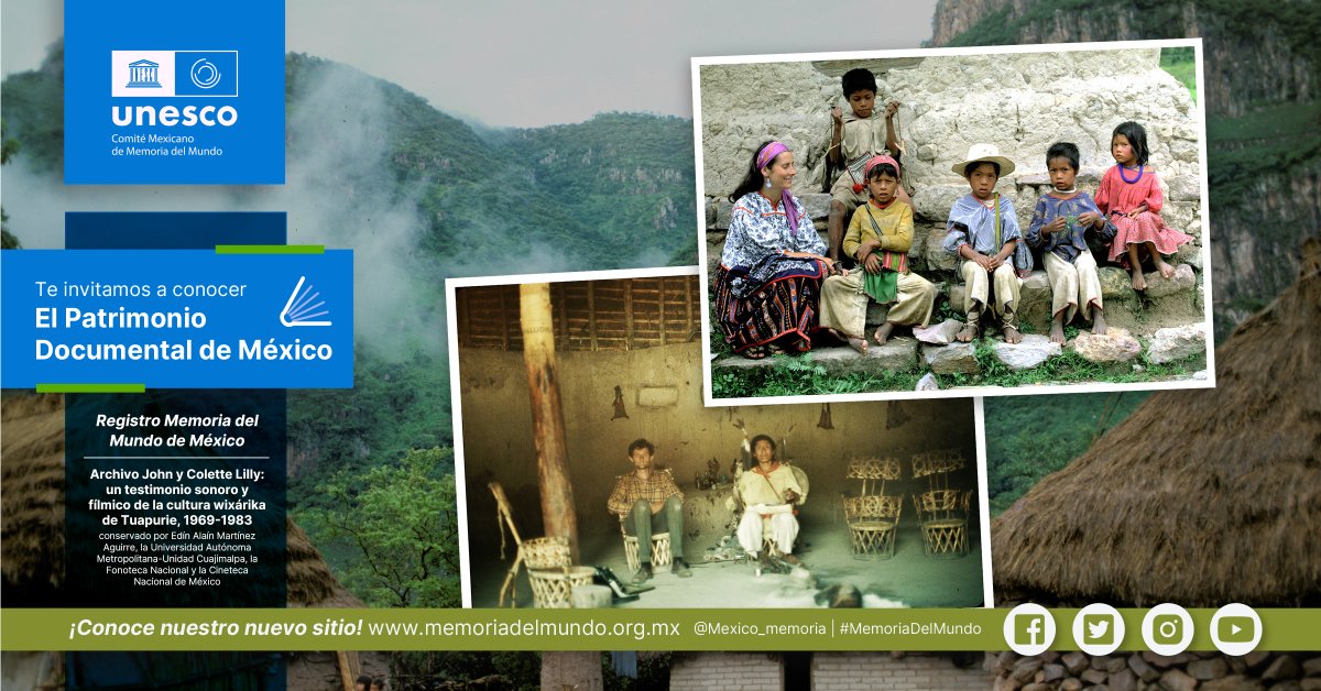 📜El archivo sonoro y fílmico de John y Colette Lilly sobre el pueblo #wixárika de Tuapurie, conservado por <a href="/uamcuajimalpa/">UAM Cuajimalpa</a>, <a href="/Fonoteca/">Fonoteca Nacional</a> y <a href="/CinetecaMexico/">Cineteca Nacional</a>, es uno de los 18 nuevos registros nacionales #MemoriadelMundo. 👏🏿

➡️ bit.ly/3x11tz9

👉🏿 Más en <a href="/mexico_memoria/">México en la Memoria del Mundo</a>.