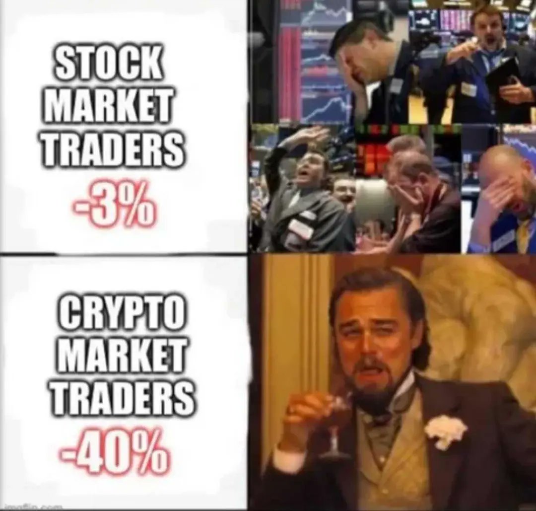 When someone asks, what is the difference between a stock trader and a crypto trader?

#Crypto #Web3 #BTC #Publicator #Memes #Funny