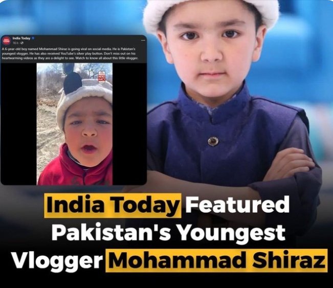 zareeshagul's tweet photo. Pakistan's youngest vlogger, Mohammad Shiraz, has caught the attention of India Today. The talented young content creator has been featured by the renowned media outlet showcasing his journey and achievements in the world of vlogging.
#Youtuber #youngest #vlogger #infoflashdaily https://t.co/2r6bqLbcdp