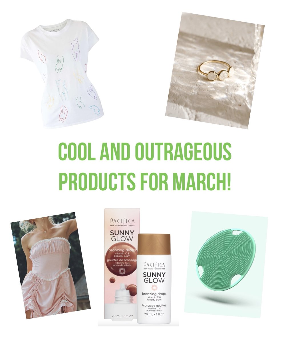 Cool and Outrageous Products for March! 🌱Boie USA Flat Body Scrubber 🌱Hand-Embroidered | Individuali-Tee by Neococo 🌱Pacifica SUNNY GLOW Bronzing Drops 🌱Scarlett Rose Dress by Oceanna The Label 🌱Moonstone Ring – Elisa by Linjer greenlivingmag.com/cool-outrageou…