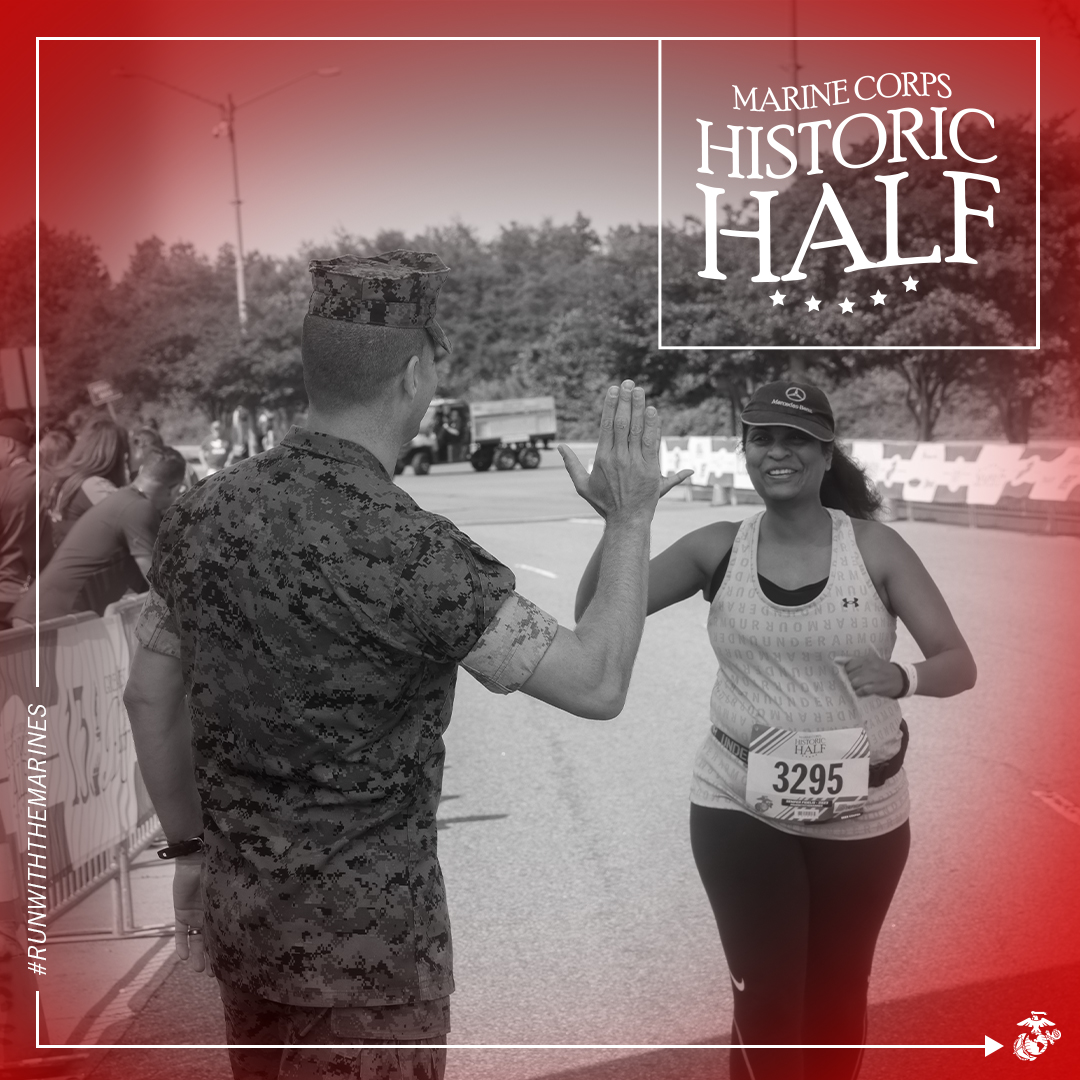 #RunWithTheMarines at the Marine Corps Historic Half Sunday, May 19 in Fredericksburg, VA. Register and learn more at 969TheRock.com. @Marine_Marathon
