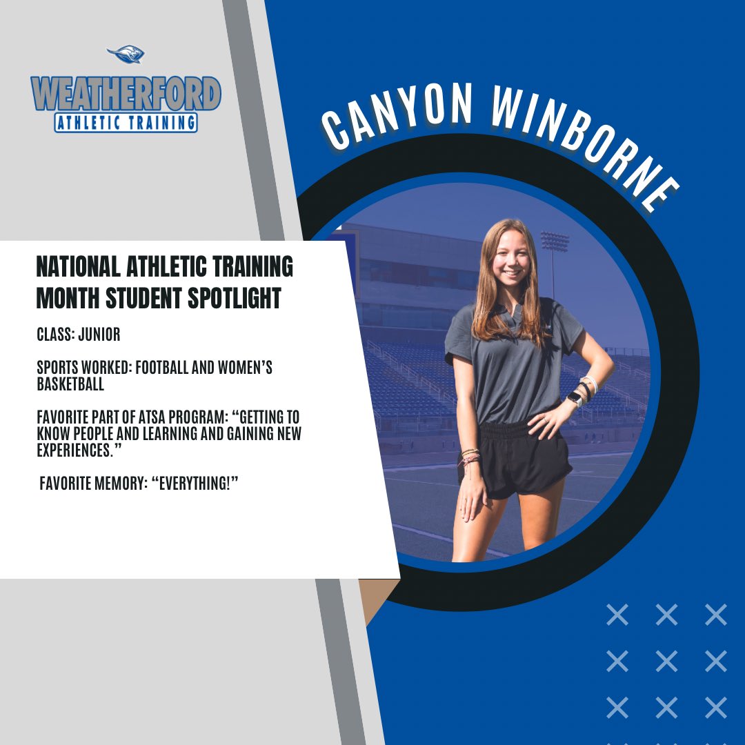 #NATM2024 Spotlight is Canyon Winborne! Canyon is in her 2nd year in our program and leads our students with Women’s Basketball. Canyon is also a member of our track team. She is an enthusiastic lady who truly enjoys helping others and takes great pride her duties!!