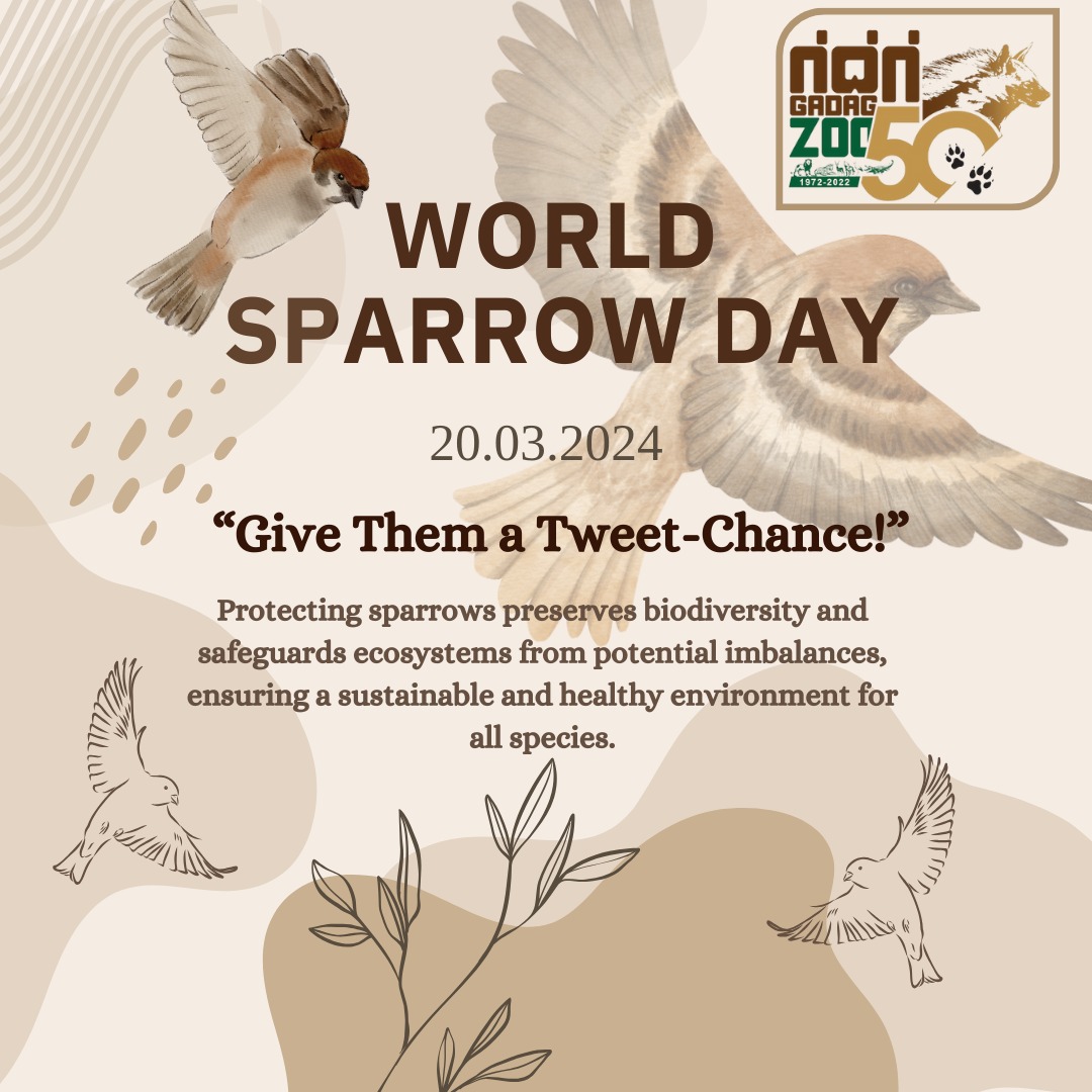 💚✨️ವಿಶ್ವ ಗುಬ್ಬಚ್ಚಿ ದಿನದಂದು ನಮ್ಮ ಆಕಾಶದ ಪುಟ್ಟ ಯೋಧರನ್ನು ಆಚರಿಸಿ, ನಾವೆಲ್ಲರೂ ಕೈ ಜೋಡಿಸಿ  ಈ ಅಮೂಲ್ಯ ಪಕ್ಷಿಗಳ ಮತ್ತು ಅವುಗಳ ಆವಾಸಸ್ಥಾನಗಳನ್ನು ರಕ್ಷಿಸಲು ಜಾಗೃತಿ ಮೂಡಿಸಿ, ಬೇಕಾದ ಕ್ರಮ  ಕೈಗೊಳ್ಳೋಣ.🍃🌱
#conservation #worldsparrowday #education #zoo #gadagzoo